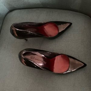 Black genuine leather heels